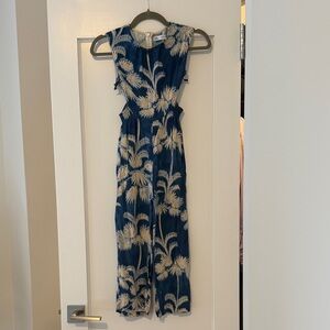 Zara Navy and Beige Floral Jumpsuit